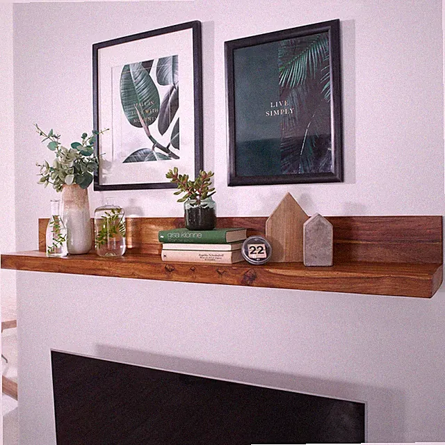 FineBuy Wandregal Massivholz Regal 140 cm Landhausstil Holzregal Wandboard