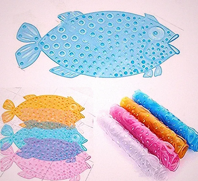Fisch-Bad Duschmatte mit rutschfest Anti Skid Saug Sucker, Verbessern Sicher