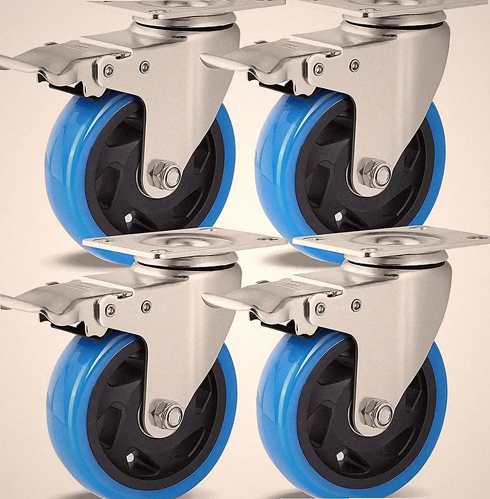 Fixkit 4x Transportrollen 100mm Schwerlastrollen Für Möbel Lenkrollen Mit Bremse