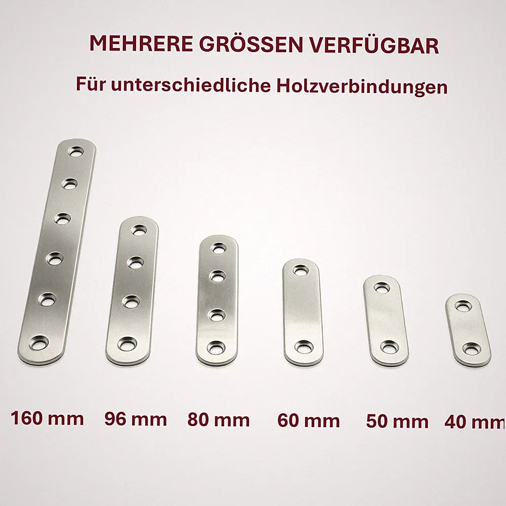 Flachverbinder für Innen und Außen, Holzkonstruktionen, Möbel Edelstahl 40-160mm