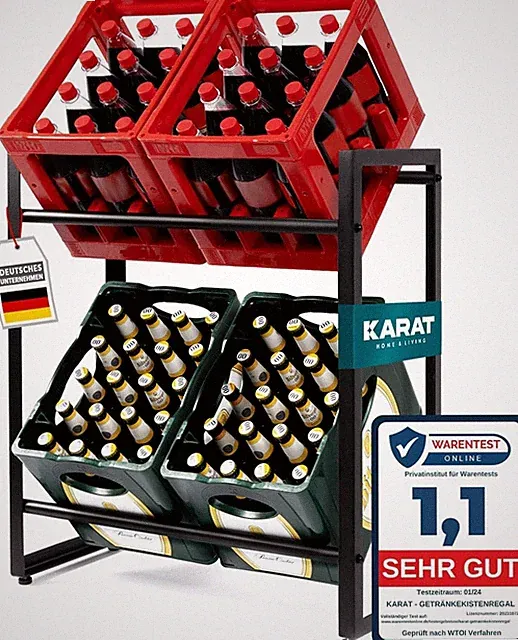 Flaschenkastenständer | Lagerregal für Büro, Küche, Garage 2 Größen | Kenji