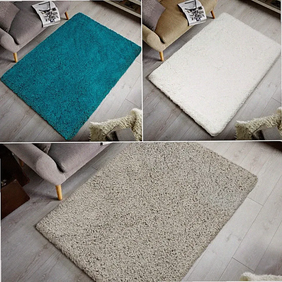 Flauschig Weich Shaggy Elfenbein Weiß Teppich Fußmatte Schlafzimmer Wohnzimmer M