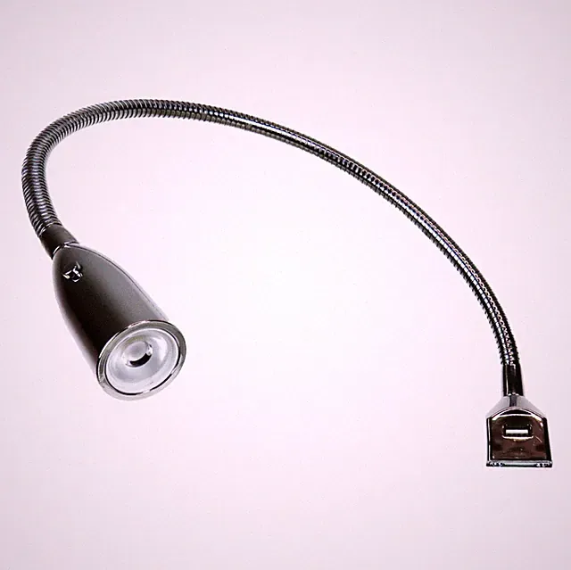 Flexible LED-Bettleuchte/-Leseleuchte integrierter USB Ladefunktion verchromt