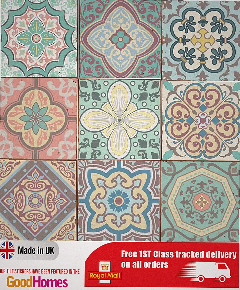 Fliesentransfers Aufkleber Modern Pastell Wand Vintage Viktorianisch Marokkanisch Mosaik