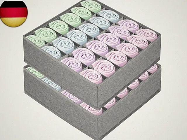 flintronic 2 Stück Aufbewahrungsboxen, 24 Zellen Schublade Organizer, Faltbare