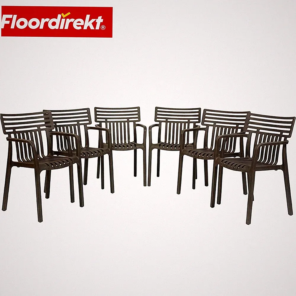 Floordirekt Gartenstuhl stapelbar Balkonstuhl Kunststoff mit Armlehnen, Terrano