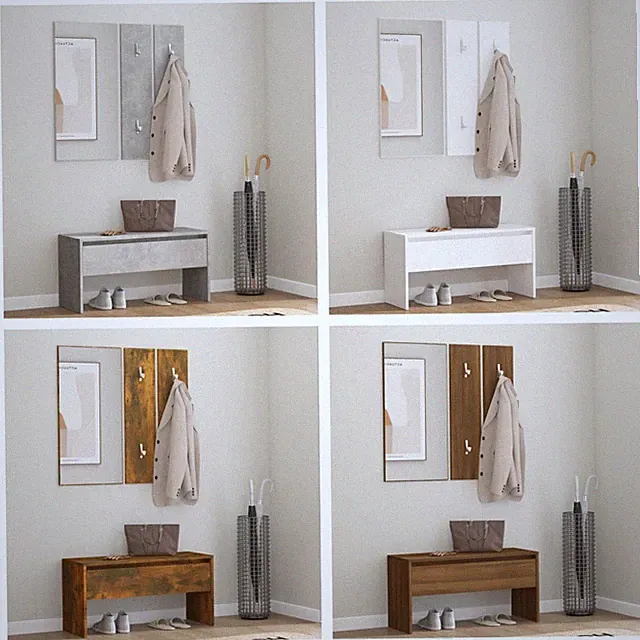 Flurmöbel-Set Holzwerkstoff Garderobe Garderobenschrank Flurmöbel neu