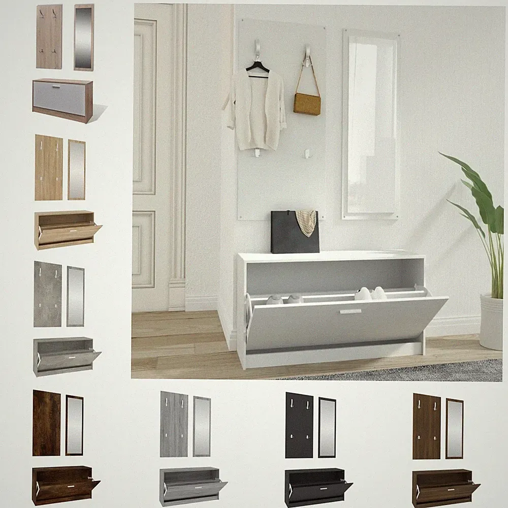 Flurmöbel Set Holzwerkstoff Garderobe Set Möbel Set Kleiderständer Garderoben