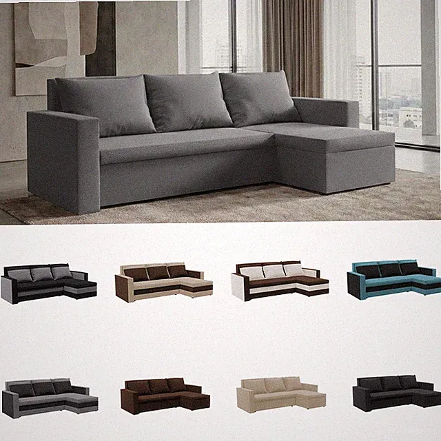 Forniro 24 Loft Ecksofa L-Form mit Schlaffunktion - Bettkasten - Schlafcouch