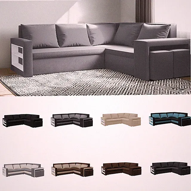 FORNIRO 24 Malabo L Ecksofa mit Schlaffunktion und Bettkasten Eckgarnitur Sofa