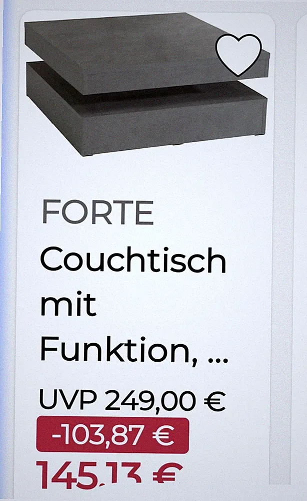 FORTE Couchtisch mit Funktion, quadratisch, grau/weiß, Holz, 70x70x40