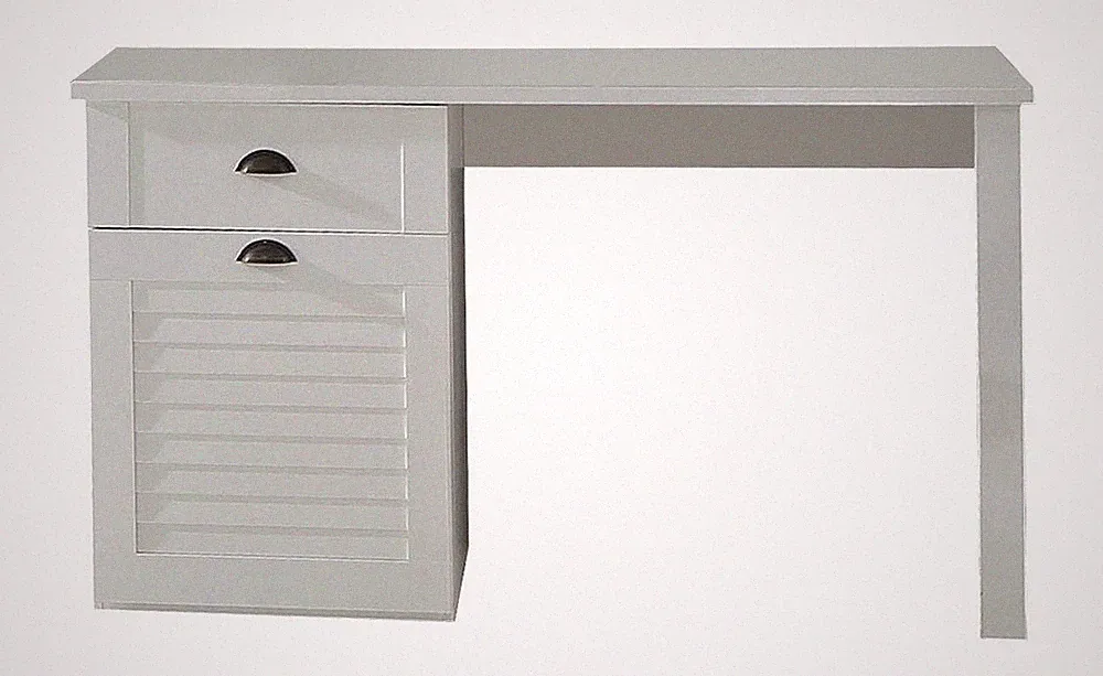 FORTE Schreibtisch Bürotisch Computertisch 141x60cm Front Lamellenoptik Weiss