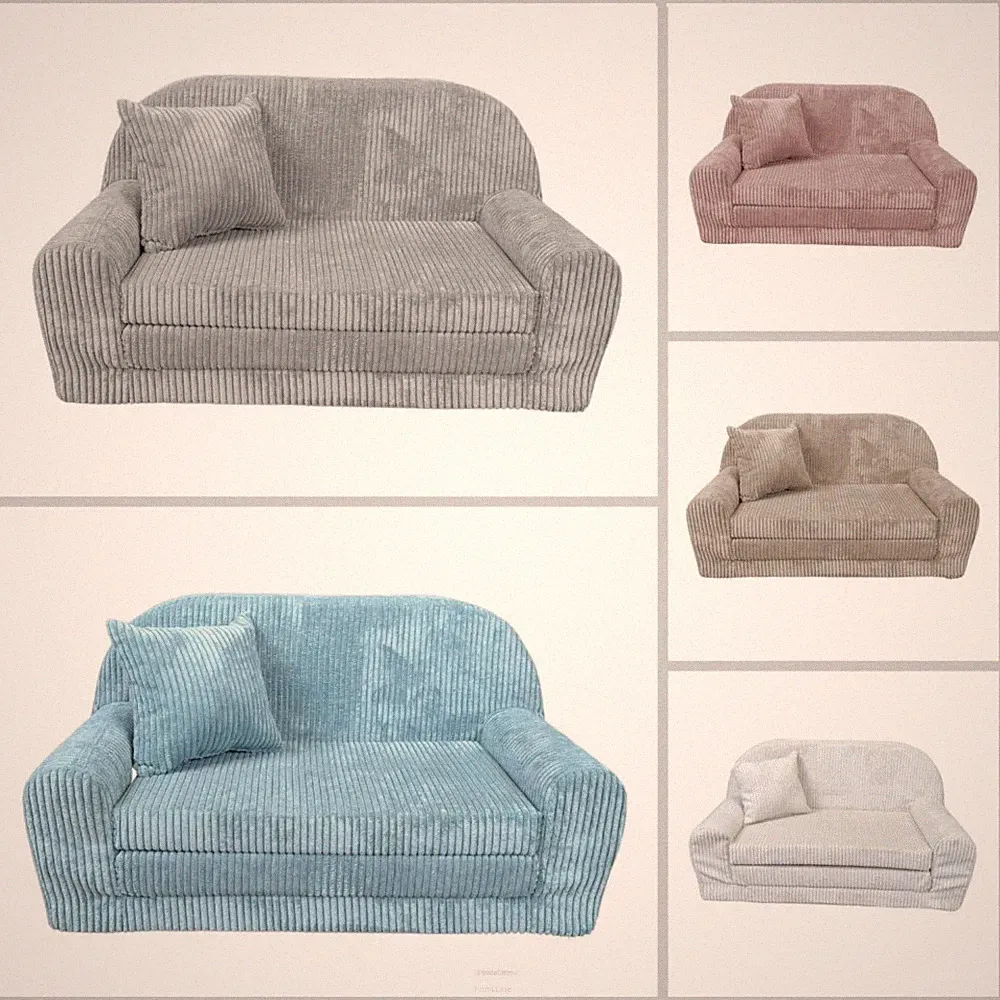FORTISLINE Ausklappbares Mini-sofa Rosalia aus Cord mit Verlängerung Mehrfarbig