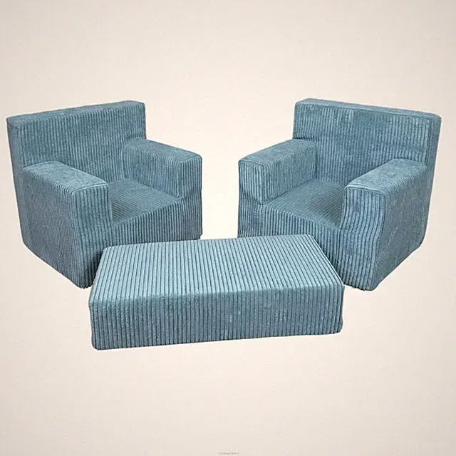 FORTISLINE Kinderset Zwei Sessel und aus Tisch aus Cord Ausklappbar Kinderzimmer