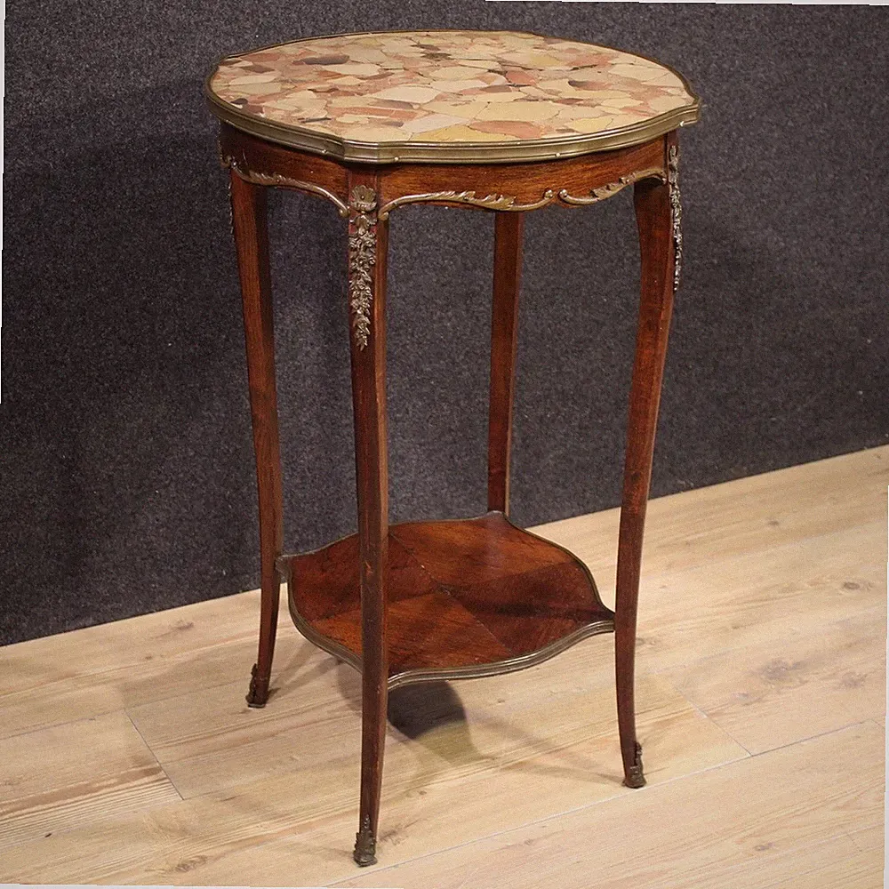Französisch Beistelltisch aus Holz Möbel Tisch Napoleon III Stil Marmorplatte