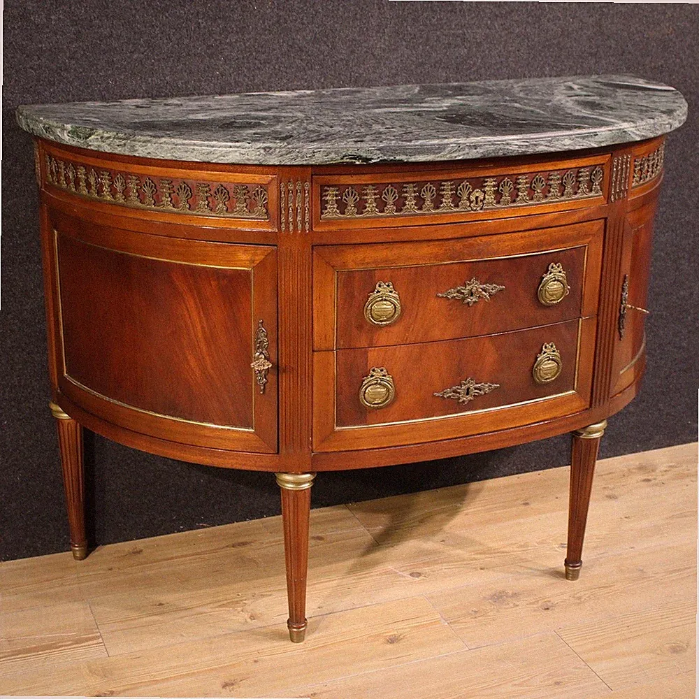 Französisch Halbmond Kommode Möbel Anrichte Marmorplatte Stil Louis XVI 900