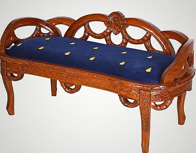 Französische Sitzbank Mahagoni Boudoir Stil 130 cm Sofa Liege Bank