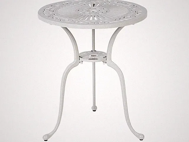 Französischer Balkontisch Aluminium weiß rund ø61 cm mit Sonnenschirmloch Dascio