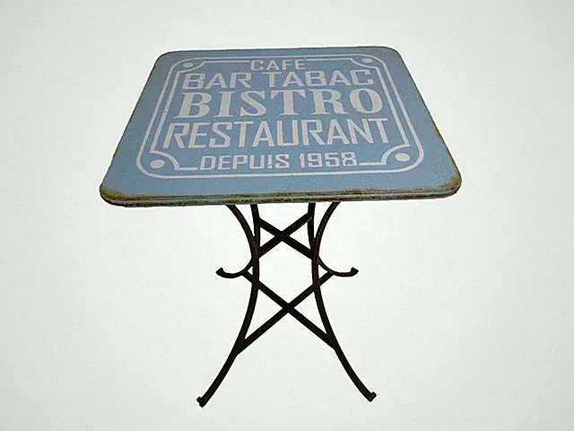 Französischer Café Bistrotisch Metall Eisen Paris Shabby Chic Blau Bar Restaurant Tisch