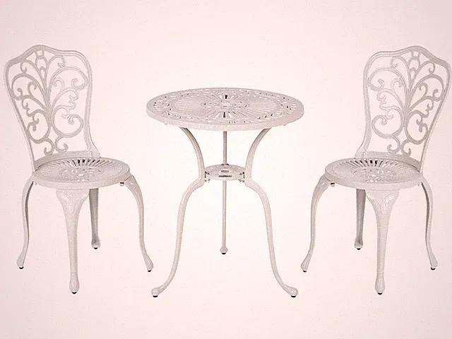 Französisches Balkonset 3-teilig Aluminium weiß Tisch mit Stühlen Triora/Dascio