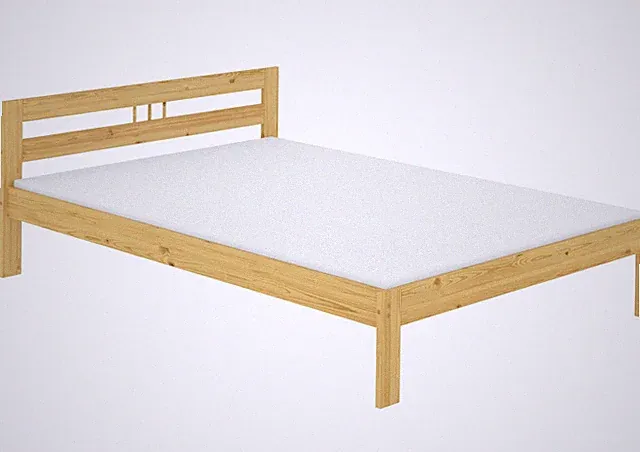 Französisches Bett Kiefer massiv 140x200 Futon Rollrost Matratze Gästebett Holz