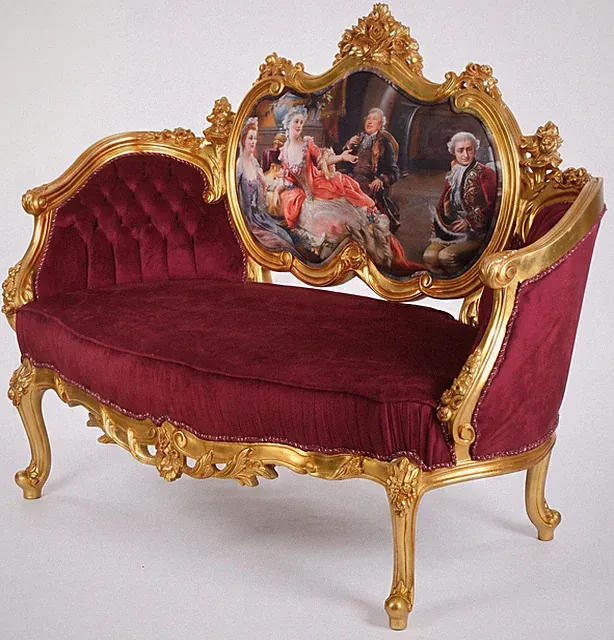 Französisches Sofa Vintage – Chateau Rokoko Samt Sofa