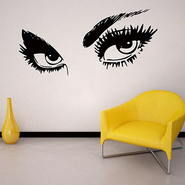 Frauen Augen Vinyl Wandsticker Wimpern Art Deco Abziehbar Wandaufkleber