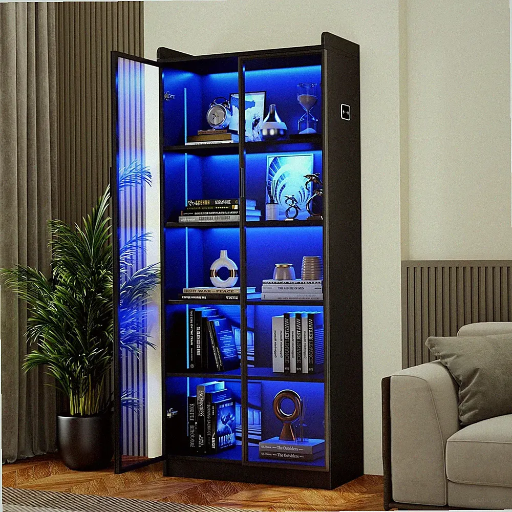 FREDEES Vitrine Mit LED Beleuchtung, 5-Stöckige Sammlervitrine Mit Intelligente