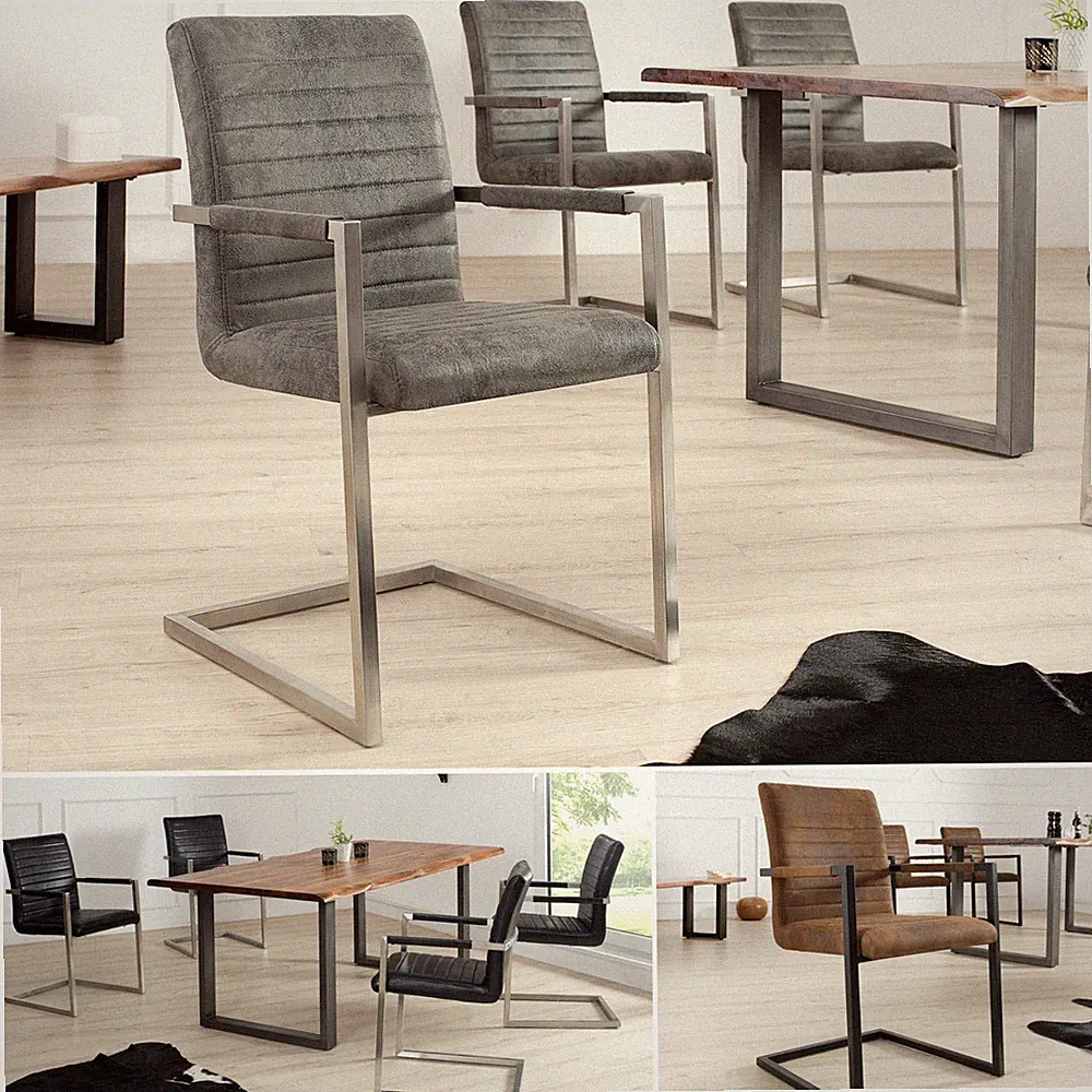 Freischwinger Stuhl LOFT - AUSWAHL - Armlehne - Edelstahl - Bauhaus Schwingstuhl
