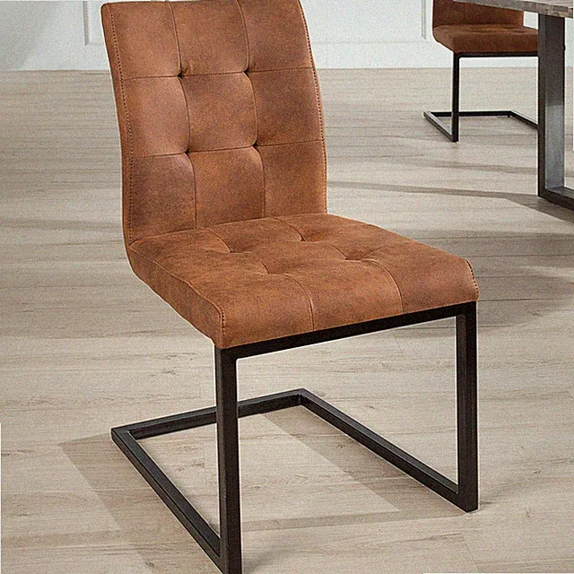 Freischwinger Stuhl OXFORD vintage braun Mikrofaser Eisen Retro Design Bauhaus