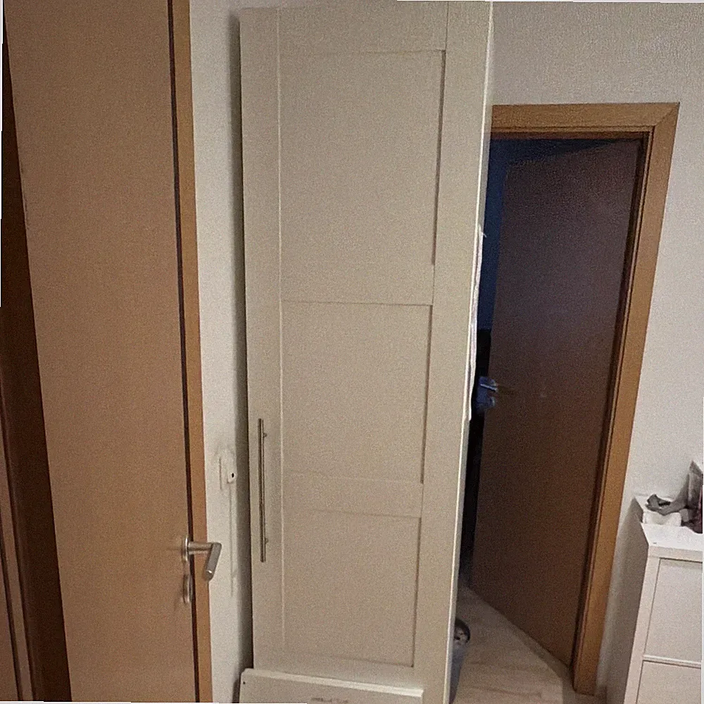 Freistehender Schrank Weiß mit Tür, 4 Regalfächer, 49,5x60x203 cm