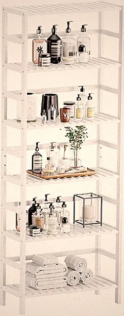 Freistehendes Bambus Bücherregal 6 Etagen Weiß Modern Minimalistisch 60x26x161cm