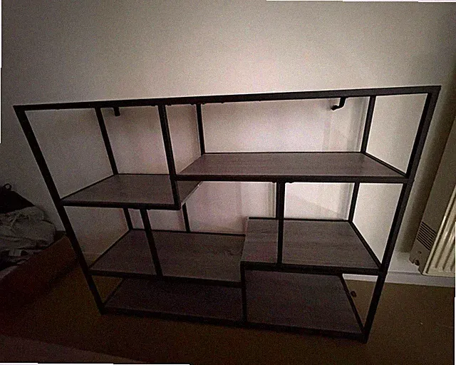Freistehendes Regal Metallrahmen Holz schwarz/Grau, rechteckig, 6 Fächer