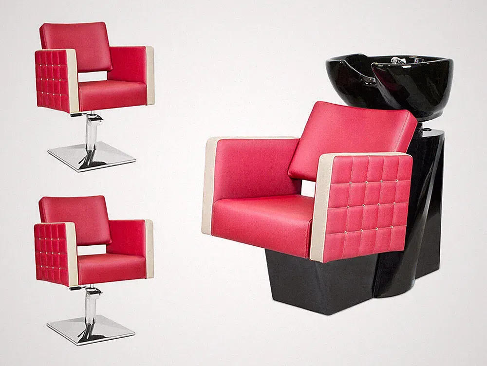 FRISEURSALON Möbel 2x Friseurstuhl +Waschsessel friseureinrichtung GLAM