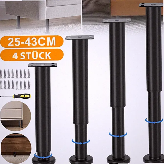 Füsse Stellfüße Möbelfüße Höhenverstellbar Schrankfüsse 25-43cm Einstellbar Rund