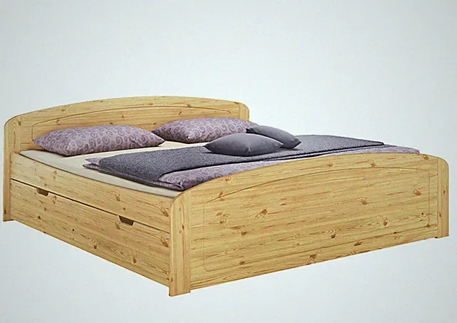 Funktionsbett Doppelbett Bettkasten 200x200 Holzbett Massivholz Zubehör wählbar