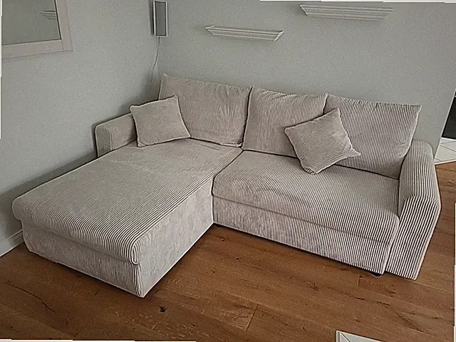 Funktionsecke Cord, beige, Füsse Holz Natur, Inkl. 2 Sitzkissen
