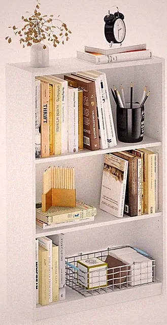 Furinno Bücherregal 3 Ebenen Weiß Verstellbar 62x102