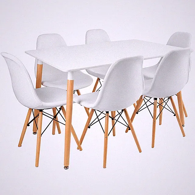 FURNIFY® Essgruppe Tisch ISLA 120×60cm mit 6 Stühlen EIRA Esszimmergruppe