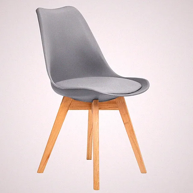 FURNIFY® Esszimmerstuhl BJÖRN Stuhl Küchenstuhl mit PU-Kissen & Holzbeinen Grau