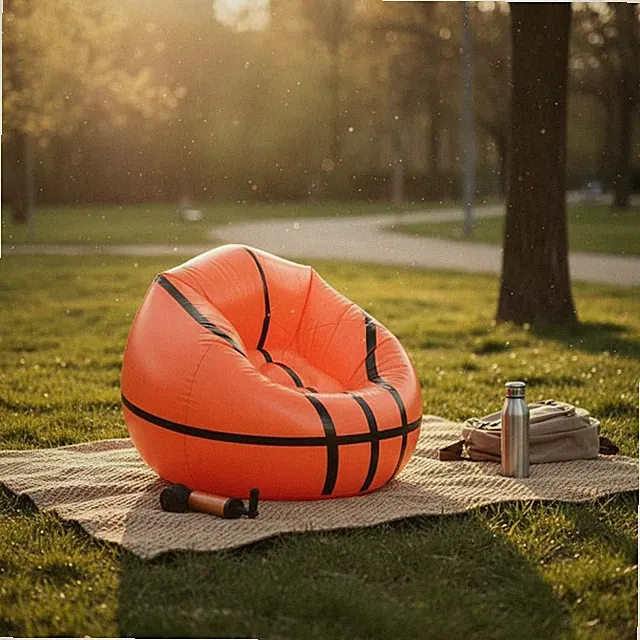 Fußball-Luftsessel aufblasbar aufblasbarer Sitzsack tragbar für Strand