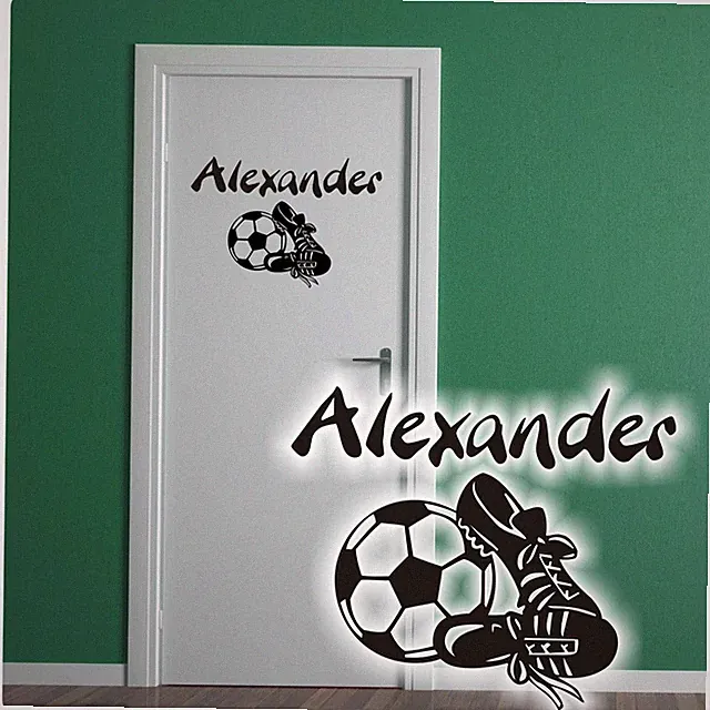Fussball Name Türaufkleber Wandtattoo Kinderzimmer Tür Aufkleber Wunschname T018