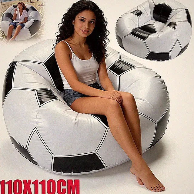 Fußball-Sitzsack für Kinder, Jugendliche und Erwachsene, PVC-Sitzsack 110X110CM