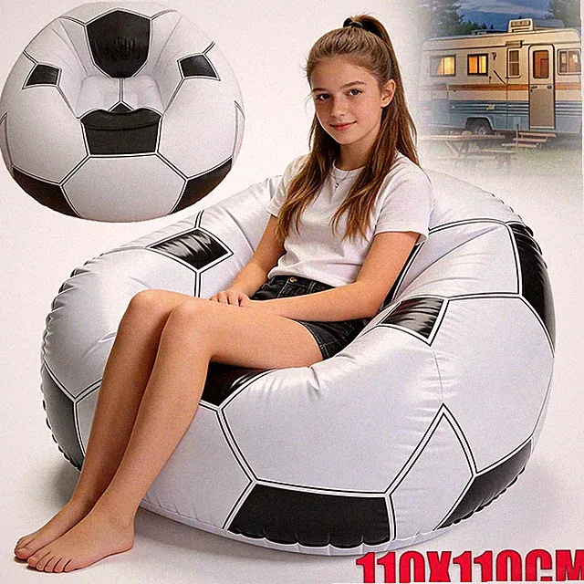 Fußball Sitzsack Sitzkissen Gamer Kissen Bodenkissen BallHocker PVC-Sofa 110CM