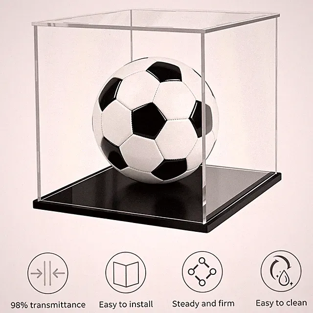 Fußball Vitrine 25*25*25cm Acryl Transparente Vitrine Fußball Aufbewahrungswürfe