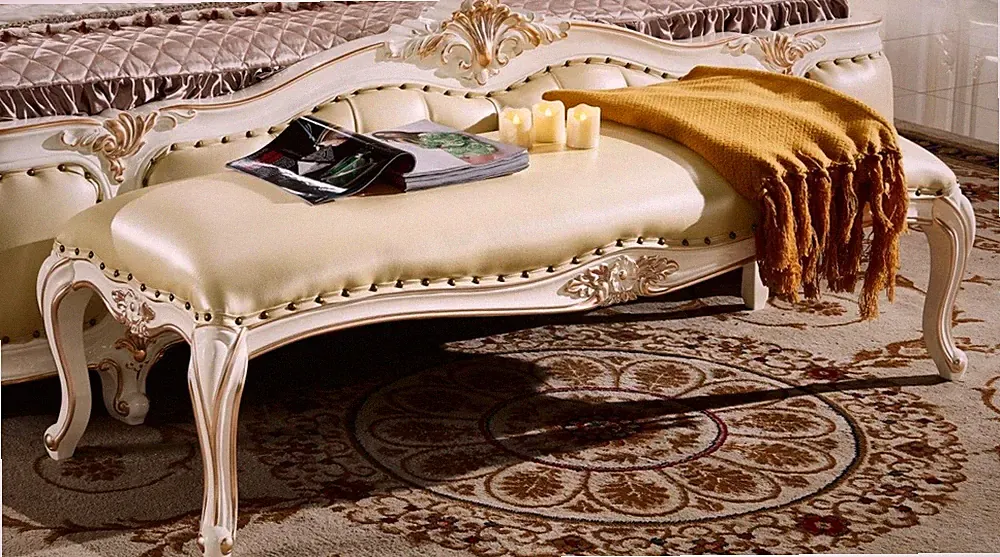 Fußhocker Bank Schlafzimmer Bänke gepolsterte Sitzbank Möbel Barock