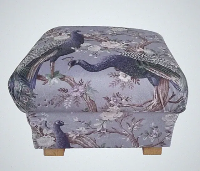 Fußhocker Laura Ashley Belvedere Stoff Pouf Fußteil Fußstütze Vögel Pfauen