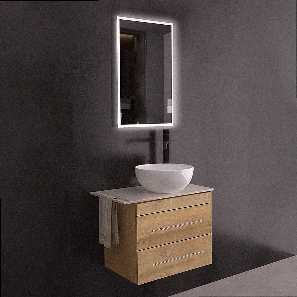Gäste WC Waschbecken mit Unterschrank 60 cm Badmöbel Set Keramik Waschtisch