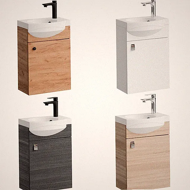Gäste WC Waschtischunterschrank 40 cm Badmöbel Set für kleine Bäder, hängend