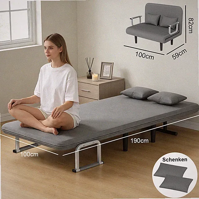 Gästebett Einzelbett Klappbett Metallbett Faltbett klappbar rollbar 100x190 cm